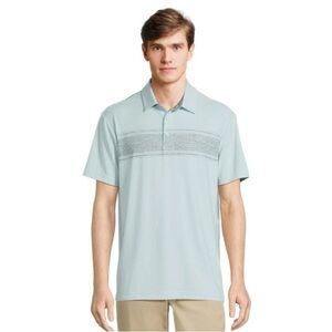 George Men’s Short Sleeve  Print Polo Shirt, Size L light Blue Green 
NWOT